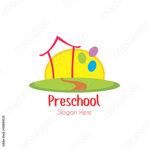 Logo design of hand and kid. Childcare logo. Modern education colorful logo style