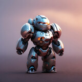 Cute Baby Mech Warrior Robot Cyborg Sci-Fi Armor Generative AI illustration