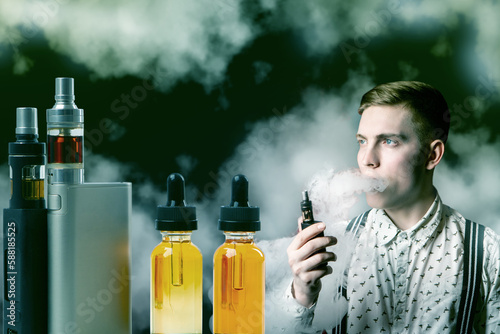 Man vaper. Guy smokes vape ...