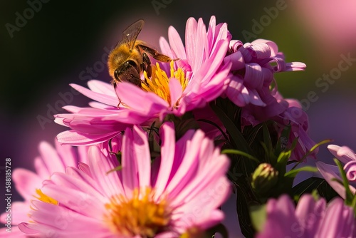 Biene Auf Blüten beim Nektarsammeln 