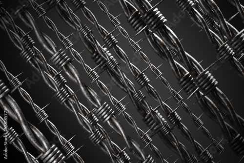 Barbed wire background. Met...