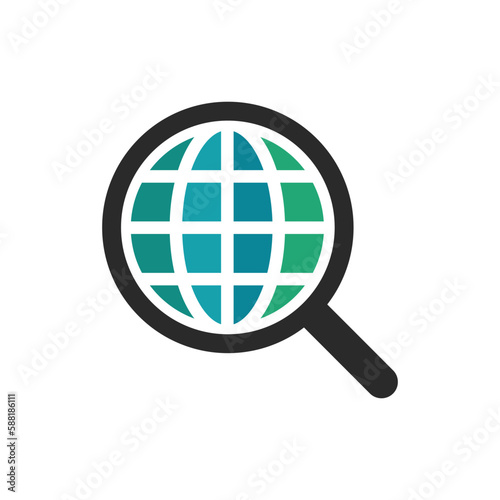 Searching the globe icon