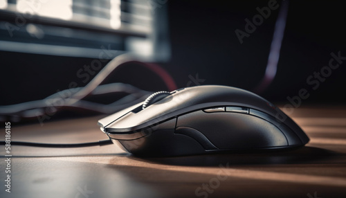 Mouse and Keyboard on Dark Desk Background generated by AI