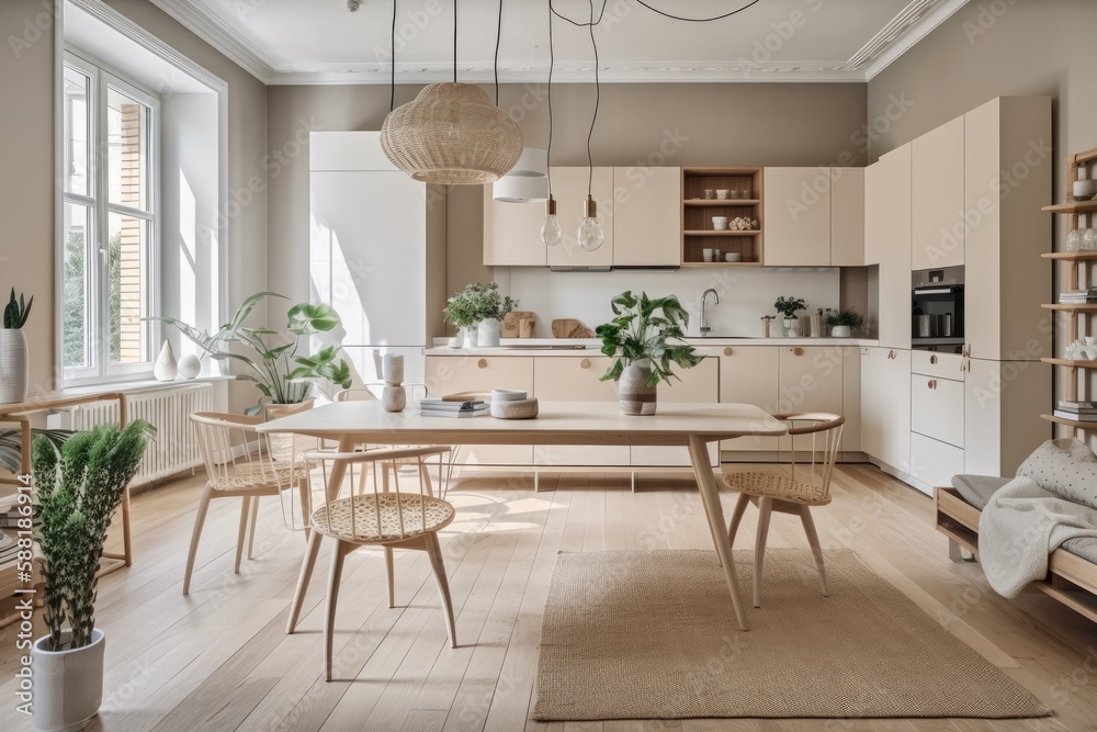 Fototapeta premium cozy living room with comfortable furniture and decor. Generative AI