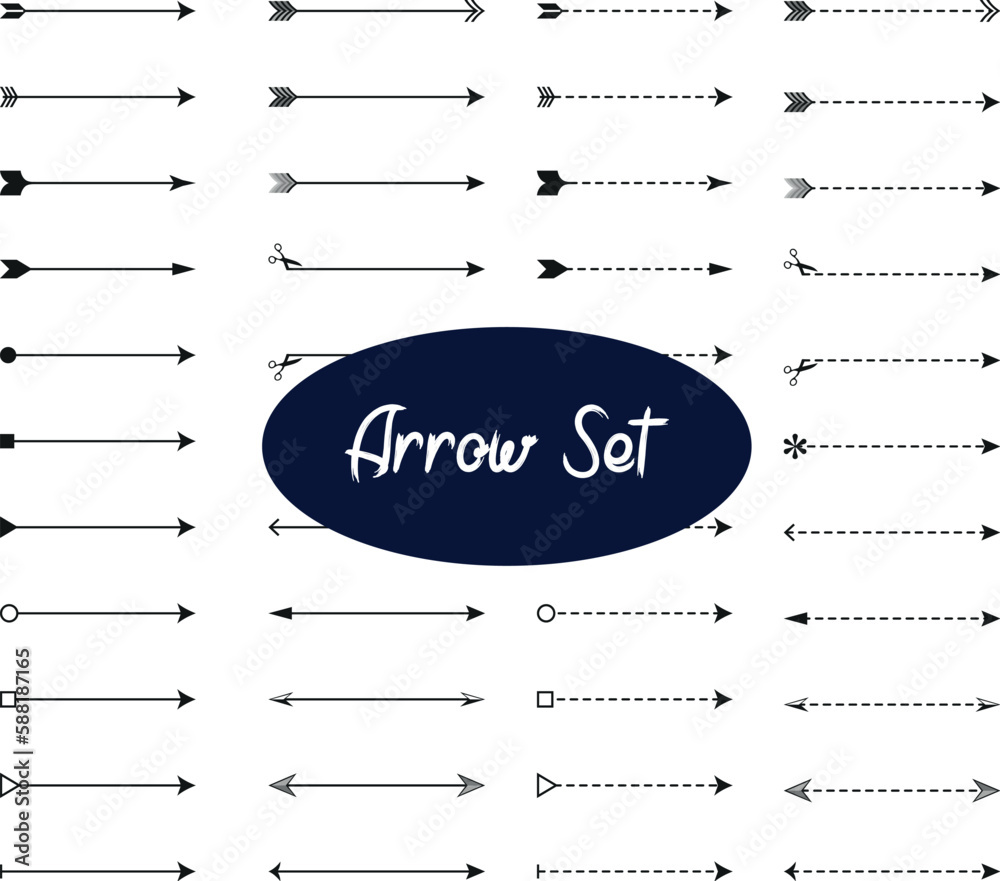 Set of hand drawn black arrows vector collection. Arrows set. Set ...