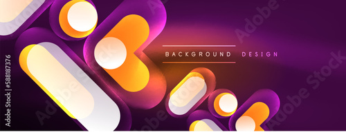 Neon circle abstract background. Template for wallpaper, banner, presentation, background