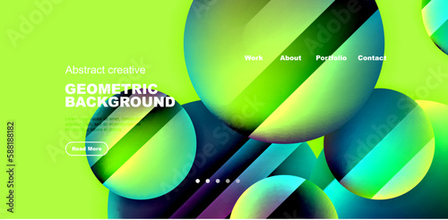 Colorful shiny and glossy circles abstract composition with light and shadow effects, geometric vector abstract background