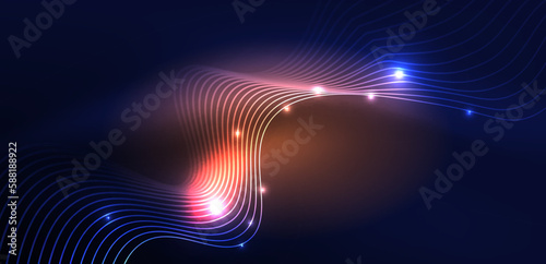Abstract background neon wave. Hi-tech design for wallpaper, banner, background, landing page, wall art, invitation, prints, posters