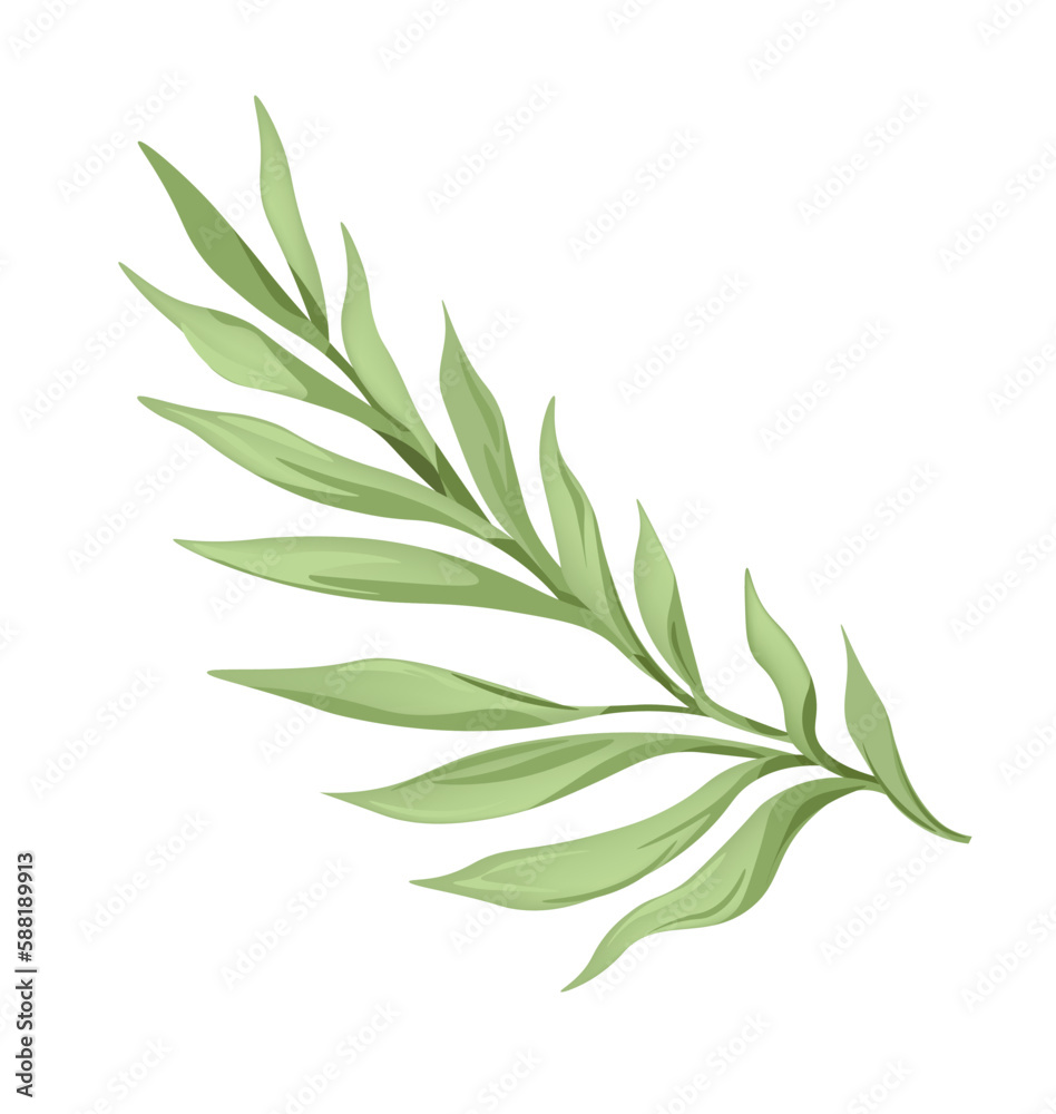 Tropical or extotic flower branch, leaves design Tropical or extotic flower branch, leaves design