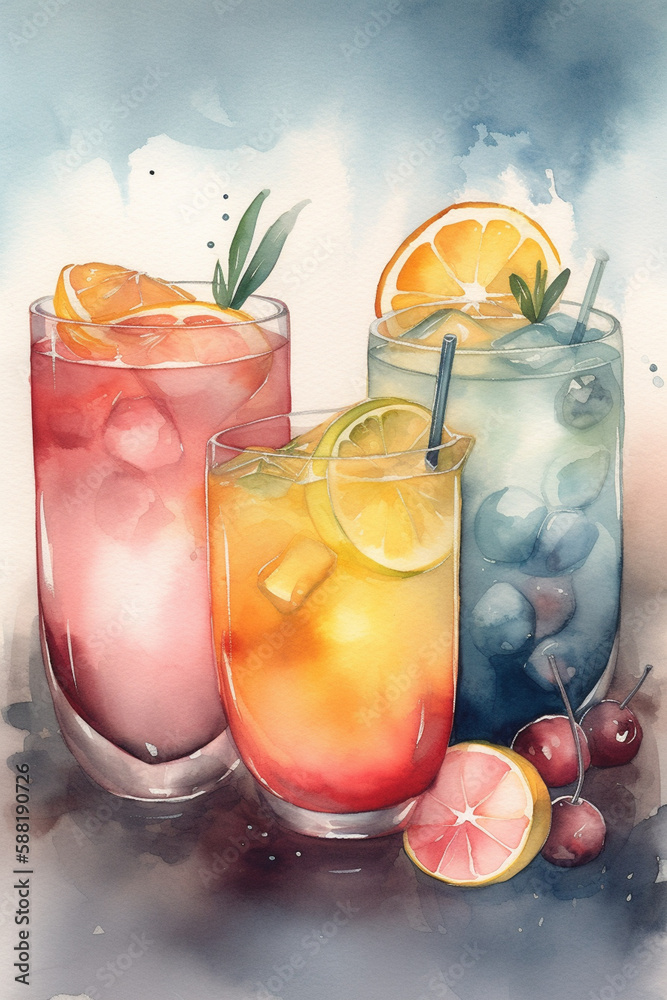 Summer Drinks - Watercolour