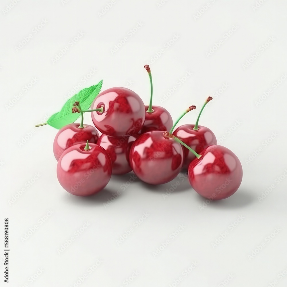 3d cherries isolated, generative ai