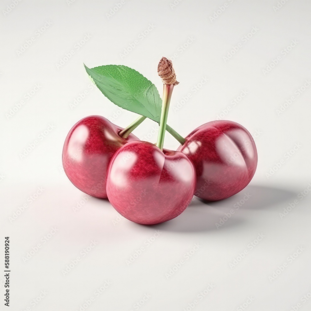 3d cherries isolated, generative ai 3d cherries isolated, generative ai