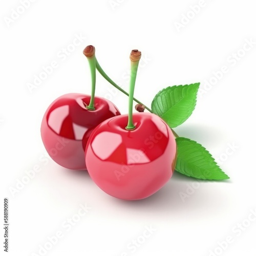 3d cherries isolated, generative ai