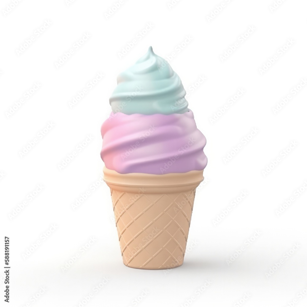 ice cream cone, colorful, isolated on white background, generative ai ice cream cone, colorful, isolated on white background, generative ai