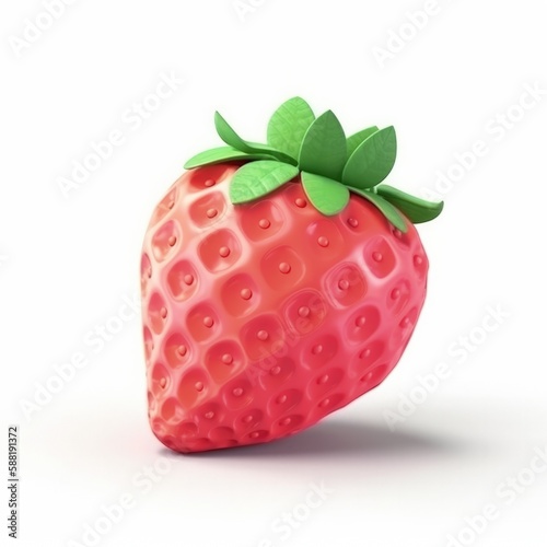 fruit strawberry  3d  isolated on white background  generative ai