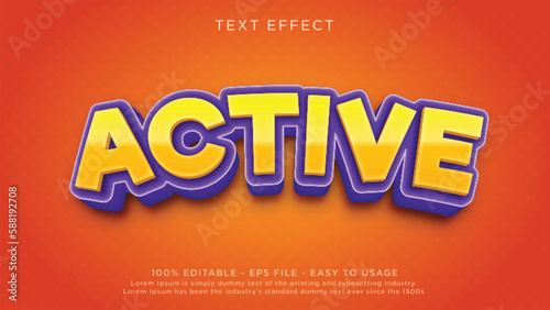 Editable text effect, active text effect with fun theme