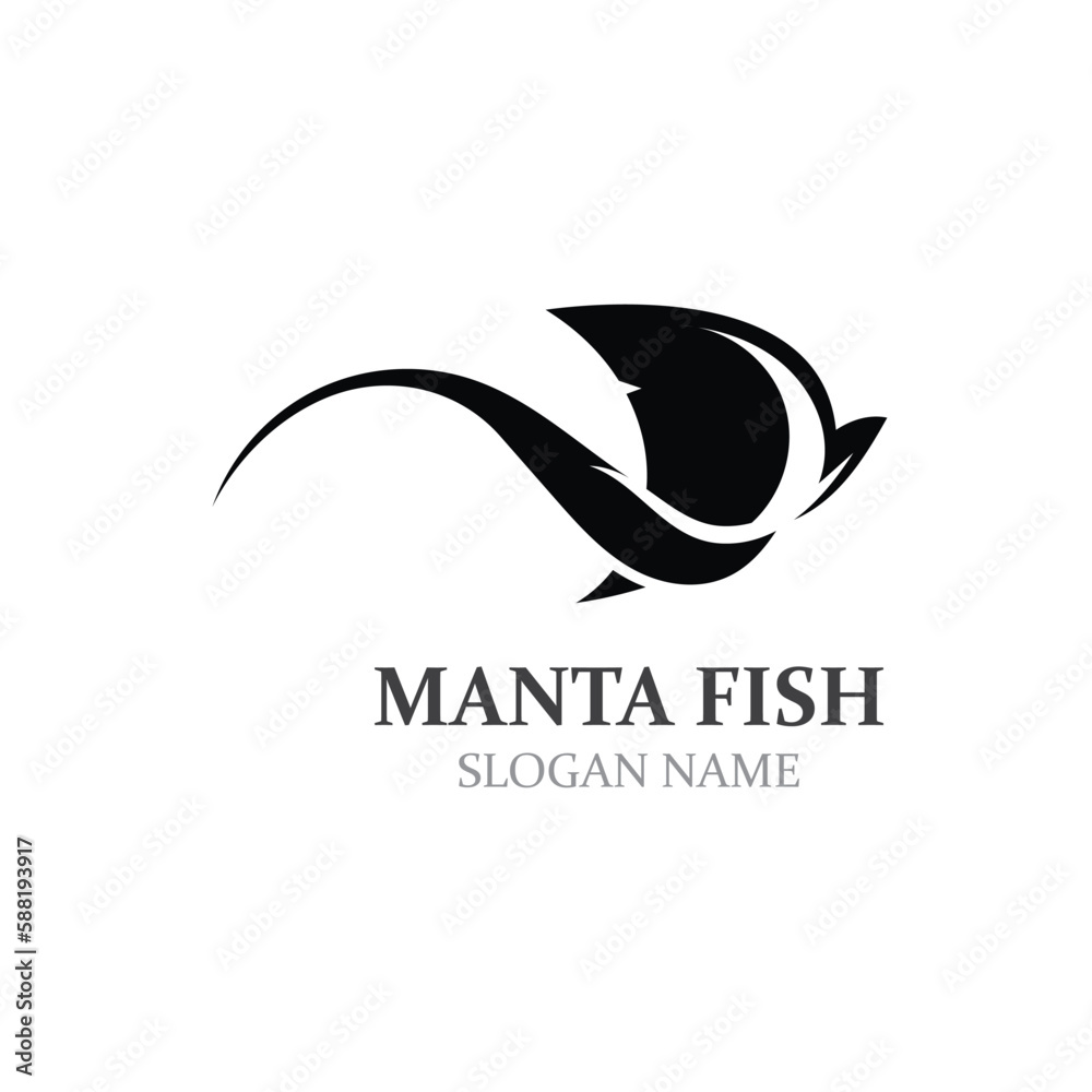 Fototapeta premium Manta fish or stingray logo design vector vintage illustration skate fish ocean