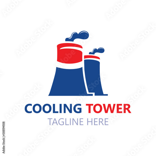 Cooling Tower logo image design, energy industry station vector