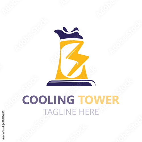 Cooling Tower logo image design, energy industry station vector