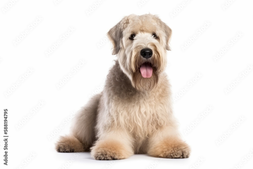 Soft Coated Wheaten Terrier dog isolated on white background. Generative AI