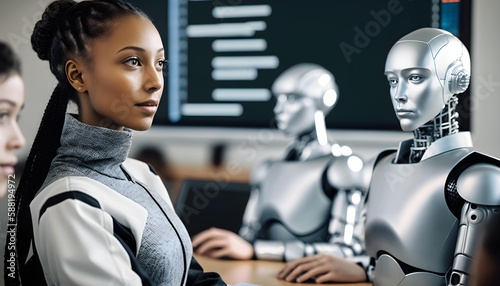 Artificial intelligence teaching students. Generative AI.