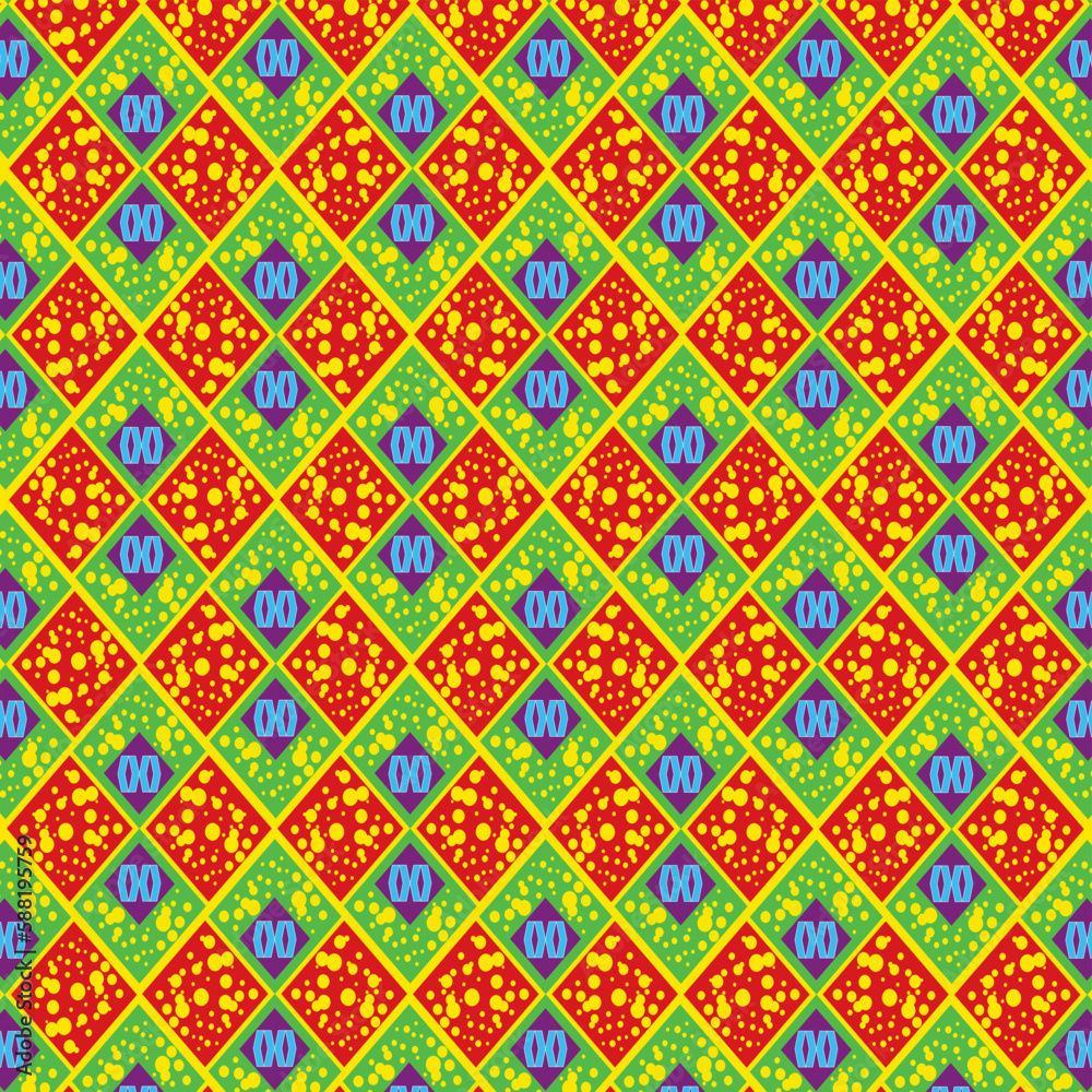 Seamless pattern with decorative rhombuses. Vector illustration.