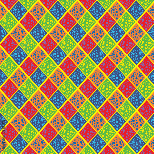 Seamless pattern with rhombuses. Vector background. Bright colors.