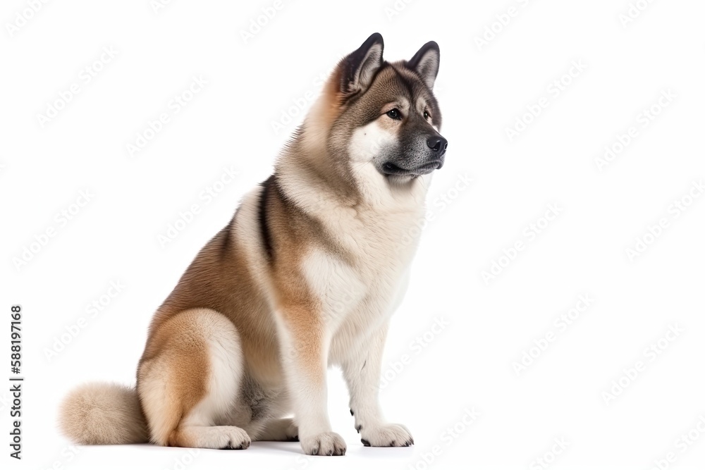 Akita dog isolated on white background. Generative AI