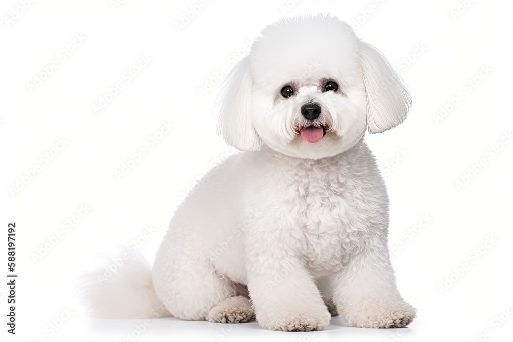 Bichon Frisé dog isolated on white background. Generative AI