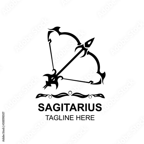 Zodiac sagitarius horoscope astrology logo vector in black and white silhouette modern design. Elegant symbol and aesthetic icon template. aesthetic icon template.