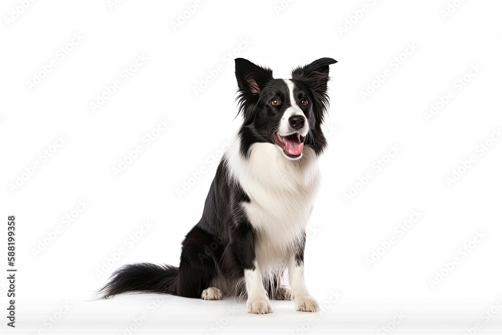 Border Collie dog isolated on white background. Generative AI