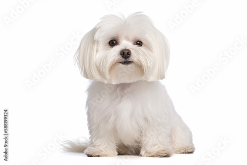 Maltese dog isolated on white background. Generative AI