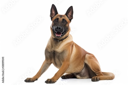 Belgian Malinois dog isolated on white background. Generative AI