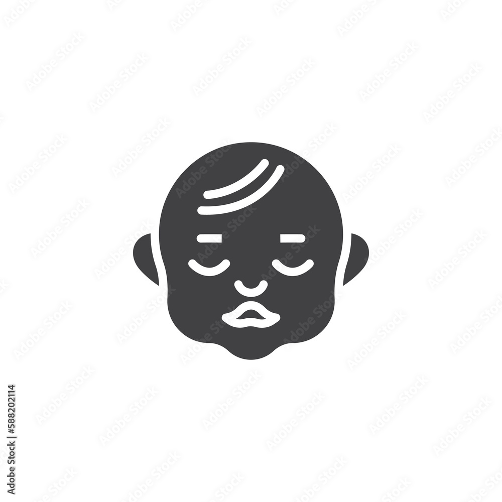 Sleeping baby face vector icon Sleeping baby face vector icon