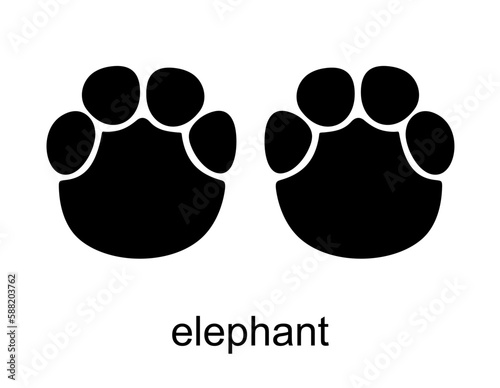 Elephant track, Elephant foot print. Footprints animal. Vector illustration isolated on white background