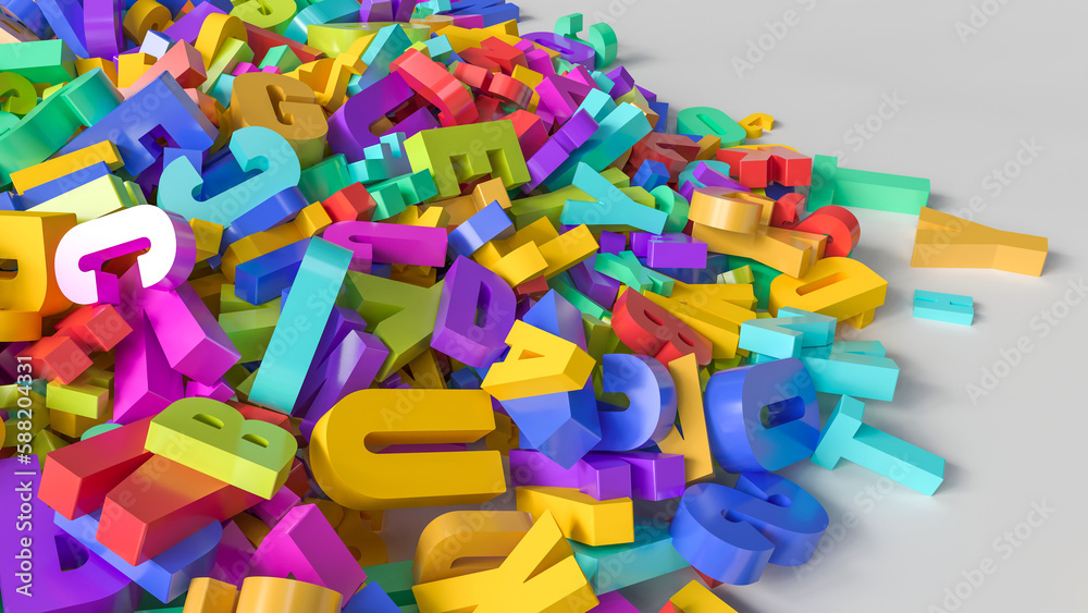 3D Illustration of Assorted Letters of the Alphabet 3D Illustration of Assorted Letters of the Alphabet
