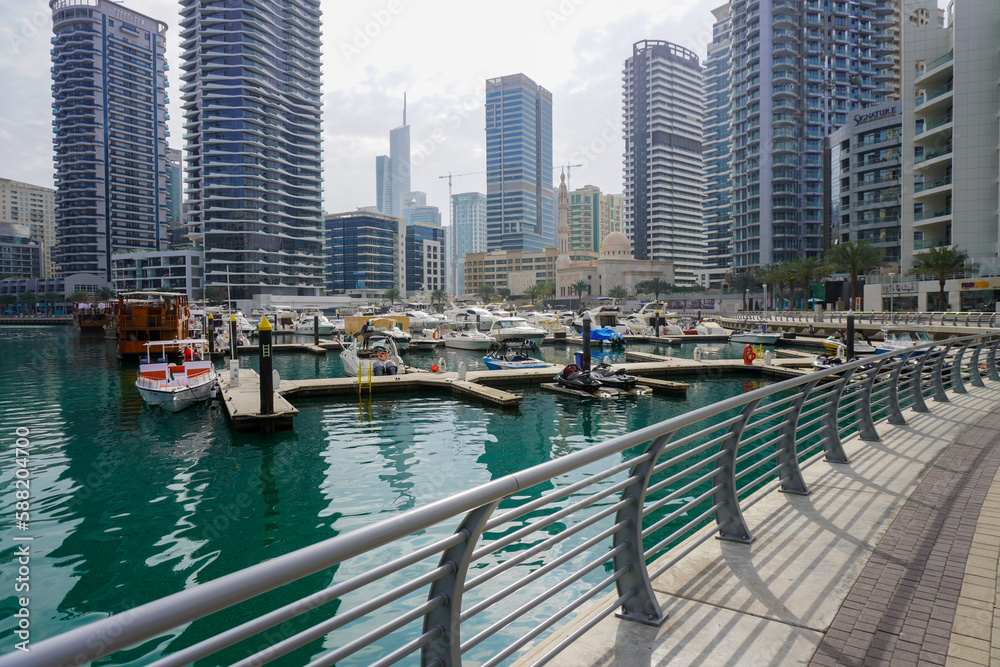 Fototapeta premium Dubai Marina in Dubai, UAE. View of the skyscrapers and the canal