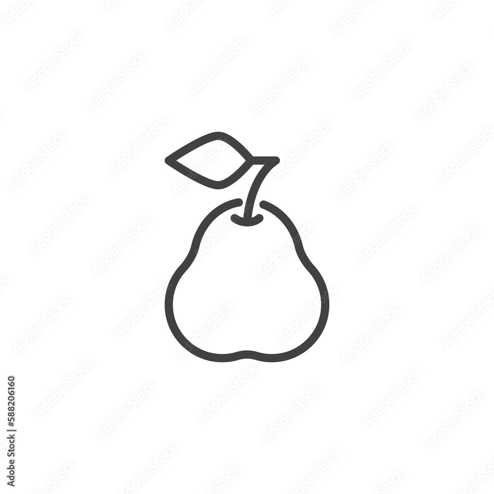 Pear with leaf line icon Pear with leaf line icon