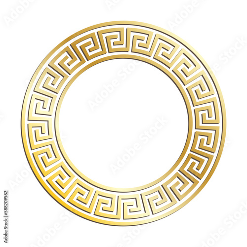 Golden Greek round frames for decorative headers. Golden ancient greek ornaments isolated on white background. Vector