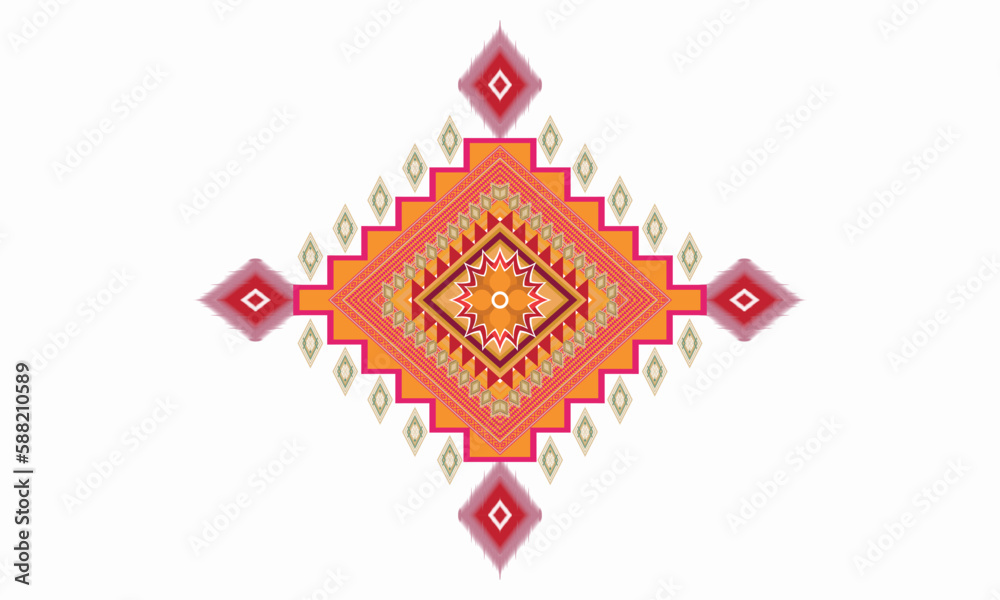 Naklejka premium Ikat ethnic vector abstract beautiful art. Ikat seamless pattern for background,fabric,wrapping,clothing,wallpaper,Batik,carpet,embroidery style