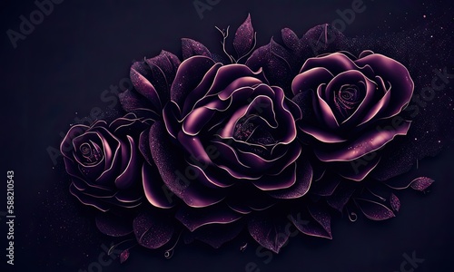 pink rose on black ai generative