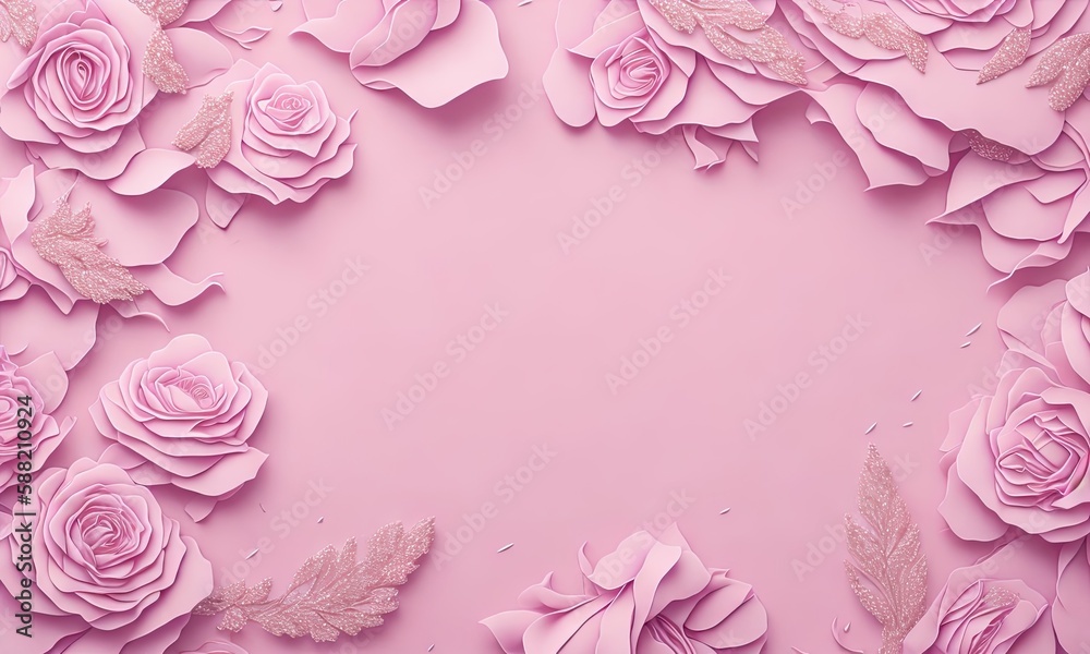 pink background with roses wallpaper  ai generative