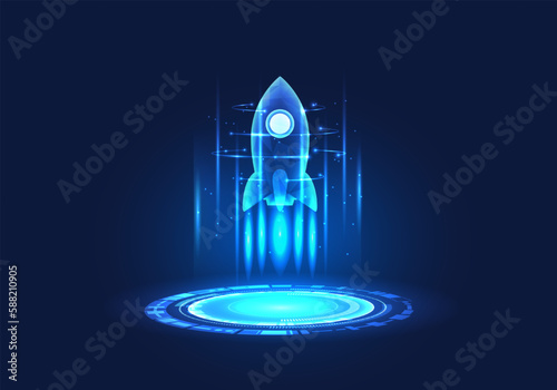 Rocket is above the technology circle. It means using smart technology to help the company's business grow and expand rapidly. Both in the online world the Internet generates income for business