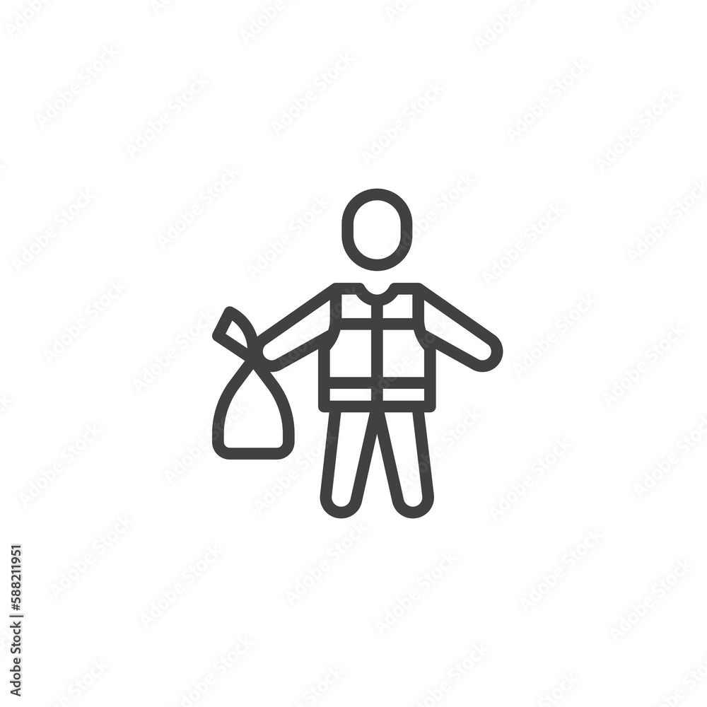 Garbage collector line icon Garbage collector line icon