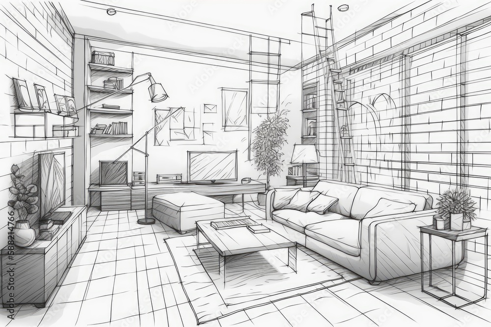 cozy living room with comfortable seating and inviting decor. Generative AI