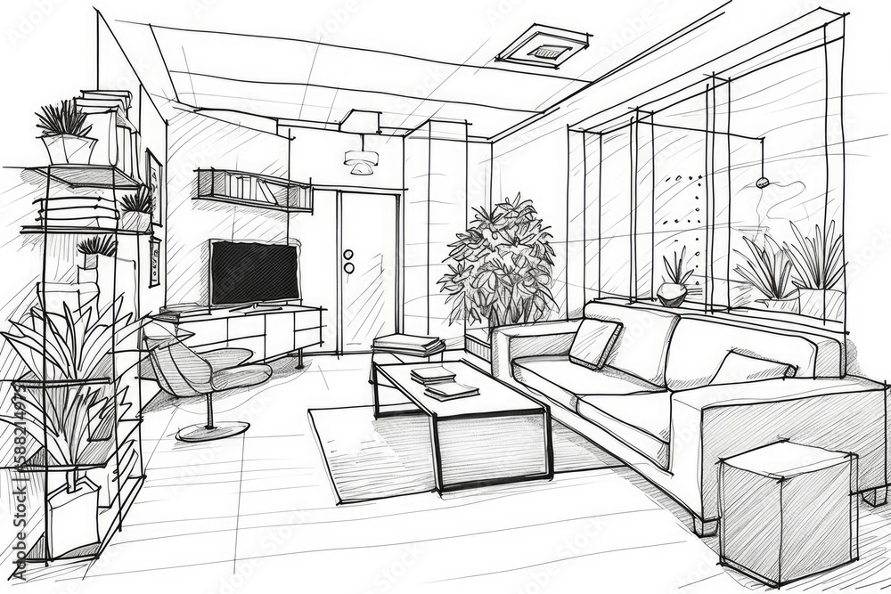 cozy living room with comfortable seating and entertainment center. Generative AI cozy living room with comfortable seating and entertainment center. Generative AI