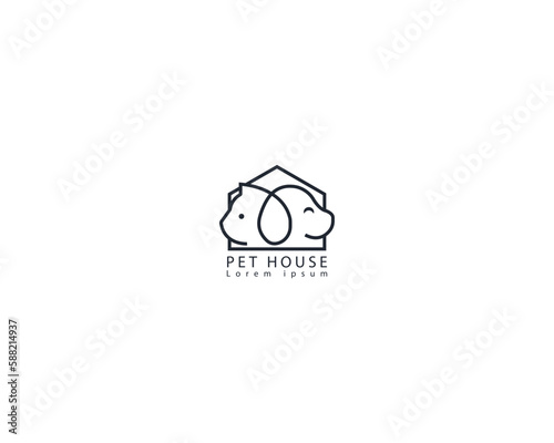 Dog and cat logo design template vector, line of pet logo design suitable for pet shop, store, cafe, business, hotel, veterinary clinic, Domestic animal vector illustration logotype, sign, symbol