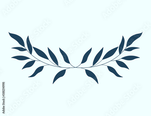 Leaf and Branch Frame hand drawn style. 
Floral navy and white frame of twigs leaves. 
Frames for the Valentine’s Day, wedding decor, logo and identity template.