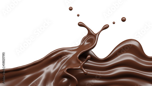 Chocolate  splasht png file , 3D Rendering, 3D illustration