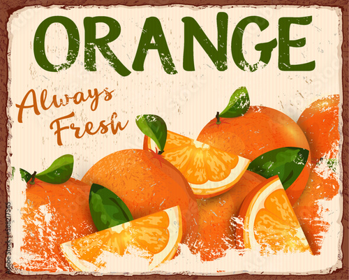 Vintage Always fresh Orange poster 1950s style.